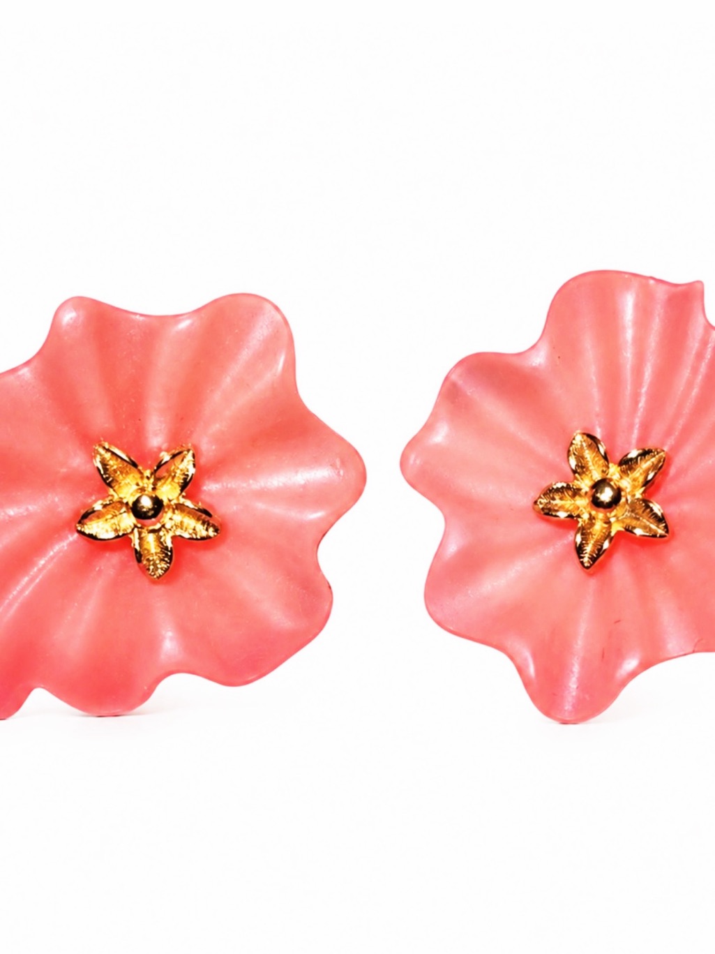 Givenchy Coral Floral Stud Earrings With Gold Centers